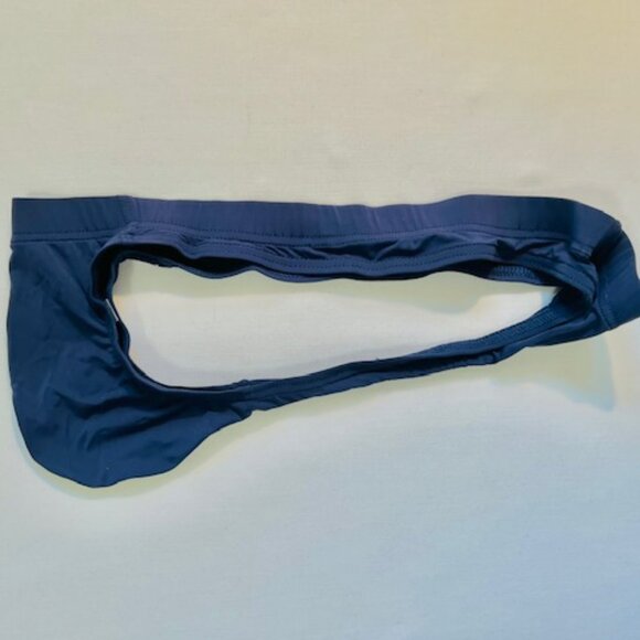 JOCKMAIL  Waist 28-31"s Nylon Blend Semi Sheer T-Back Thong - Navy Blue - Pouch - Picture 8 of 11